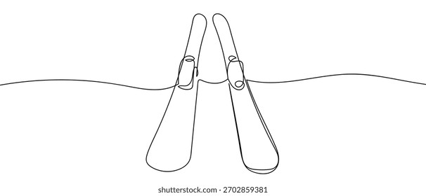 One continuous snowboard line Vector illustration. Simple line illustration.