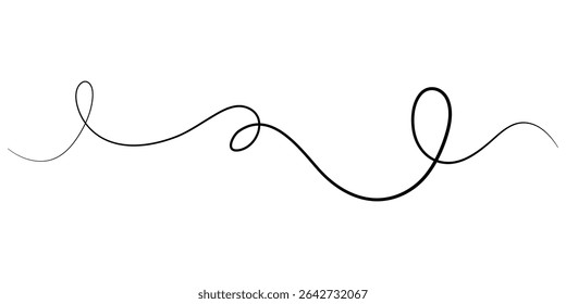 One continuous squiggle line. Curved single line, Abstract Chaotic line. Tangled texture one continuous line drawing. Vector illustration squiggly design hand drawn, red one continuous squiggle