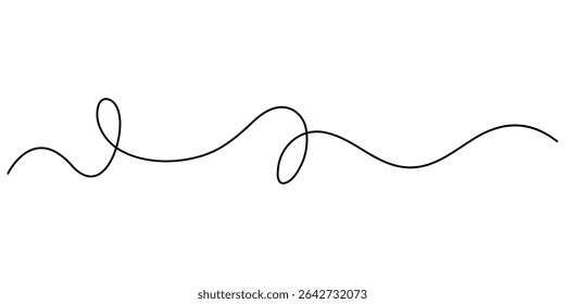Uma linha contínua de rabisco. Linha única curva, linha caótica abstrata. Textura emaranhada um desenho de linha contínua. Ilustração de vetor forma rabiscada desenhada à mão, vermelha um rabisco contínuo