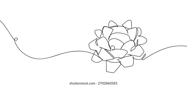 One continuous star-shaped ribbon bow in simple linear style Vector illustration in doodle style.