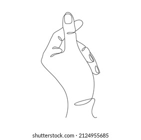 One continuous Valentine single drawing line art doodle hand show heart mini love. Isolated image hand drawn contour on white. concept of romantic design.