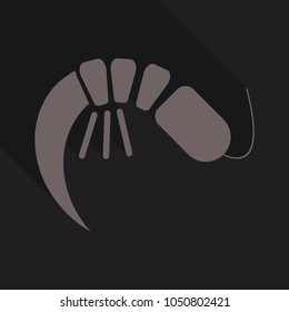 One Cooked Shrimp Without Shell Primitive Cartoon Icon