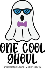 Ein cool Ghoul SVG, Halloween Cut File, Kids' Ghost Say, Party Design, Boy Fall Zitat, Herbstshirt SVG, dxf eps pnng, Silhouette und Cricut