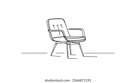 one cotinuous line art of chair on the ground outline vector. editable stroke.