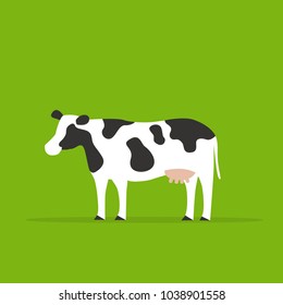 One cow in green background, animal illustrations.