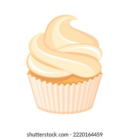 One cream vanilla cupcake icon vector. Delicious vanilla cupcake icon vector isolated on a white background