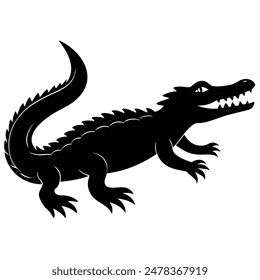 one crocodile silhouette vector illustration