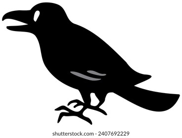 Un cuervo. Dibujo isométrico dibujado a mano.