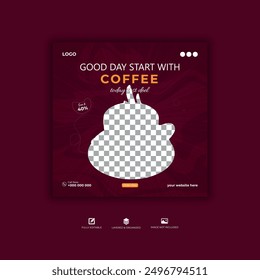 One cup of coffee design Facebook, Instagram design template