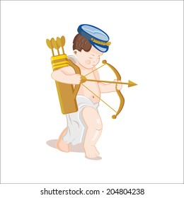 one cupid-boy shoots a bow
