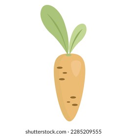 One cute carrot drawn in a simple flat style. Vector illustration hand drawn. Isolated on white background. Cartoon character. Universal template for your design. For use in your design, icon, logo