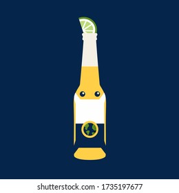 one cute earth label vector graphic in a beer bottle character with a sweet face flat design illustration & mask art. coronavirus spread over the world or globe. global corona outbreak cartoon concept