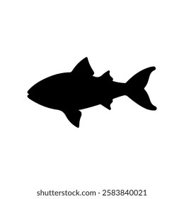 One cute fish silhouette vector flat illustration design on white background.