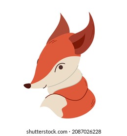 One cute little fox. A flat vector character on a white background