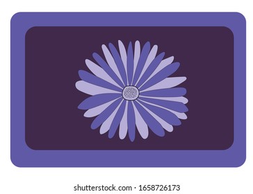 One daisy flower coloured in three violet colours.