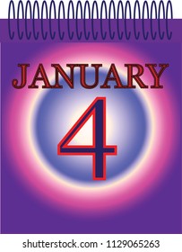one day 4 calendar January vector