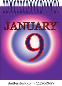 one day 9 calendar vector