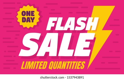 One day flash sale concept banner. Flat illustration of one day flash sale vector concept banner for web design