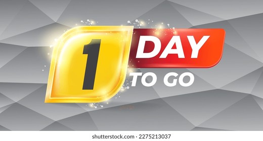 One day to go countdown blue horizontal banner design template. 1 day sale announcement blue banner, label, sticker, icon, poster and flyer.