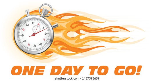 One Day To Go, Last Chance, Hurry Up - Burning Stopwatch Icon