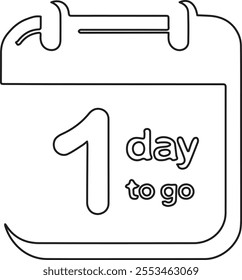 One day to go – a minimalist line art vector illustration capturing the anticipation and excitement of the final countdown.