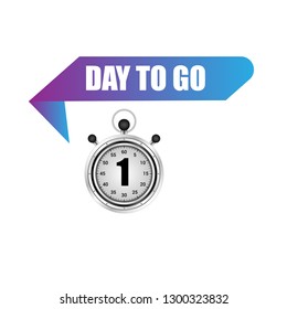 One day to go sticker,label.