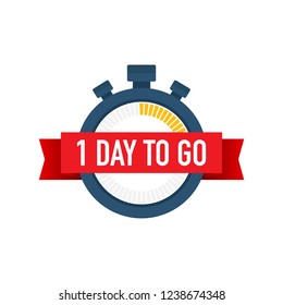 One day to go. Time icon. Vector stock illustration on white background.