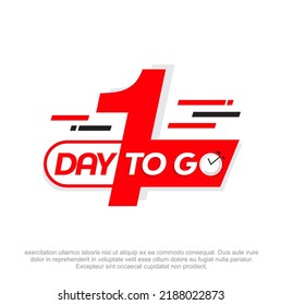 one day left vector logo design. One day to go vector design. 1 day to go design concept. 