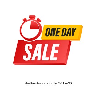 One day Sale banner badge. Sale, price tag. Store label. Special offer badge. Vector stock illustration.