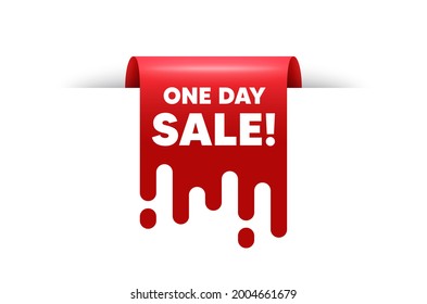 One day Sale. Red ribbon tag banner. Special offer price sign. Advertising Discounts symbol. One day sticker ribbon badge banner. Red sale label. Vector