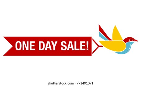 One day sale. sales banner for your promotion. bird