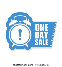 One day sale sticker or label - sale ringing alarm clock