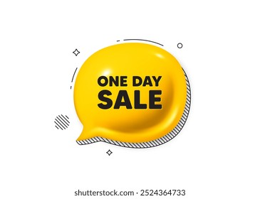 One day sale tag. Comic speech bubble 3d icon. Special offer price sign. Advertising Discounts symbol. One day chat offer. Speech bubble comic banner. Discount balloon. Vector
