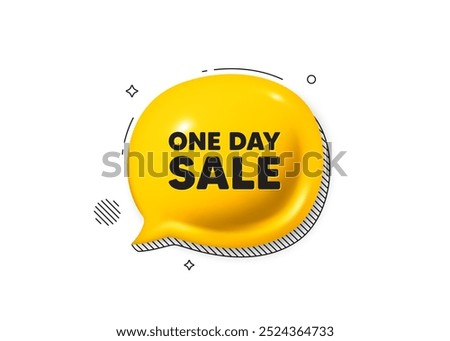 One day sale tag. Comic speech bubble 3d icon. Special offer price sign. Advertising Discounts symbol. One day chat offer. Speech bubble comic banner. Discount balloon. Vector