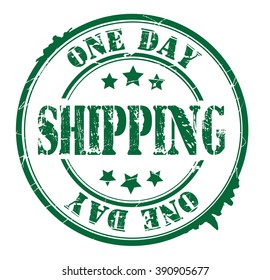 one day shipping stamp on a white, vector illustration 