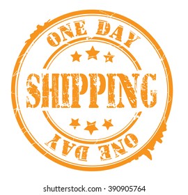 one day shipping stamp on a white, vector illustration 