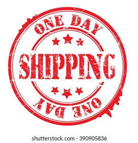 one day shipping stamp on a white, vector illustration 