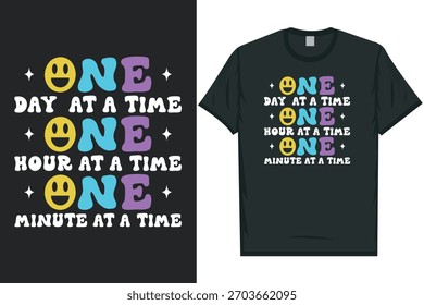 One day at a time one hour Mental health matters, mental health awareness month, green ribbon mental health awareness typography tshirt design