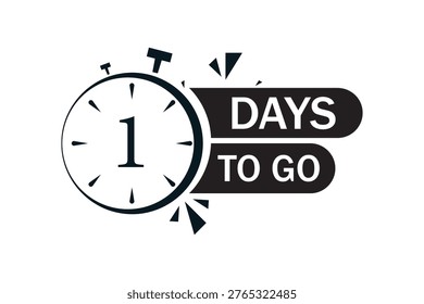 One day's to go countdown icon, professional vector illustration of a limited time offer and deadline reminder.creative symbol for flash sales, last minute deals, and urgent marketing.
