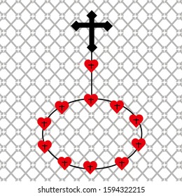 One decade heart rosary with cross