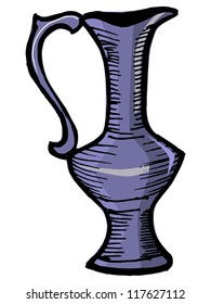One decorative eastern vase on white background
