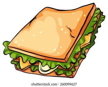 One delicious sandwich with lettuce on a white background
