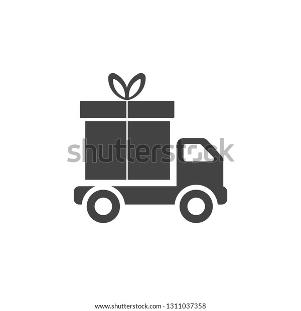 One delivery truck with\
a big packet