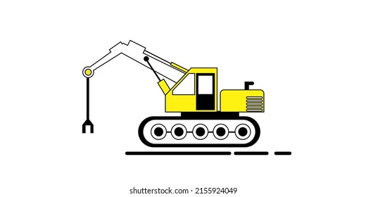 one design of the Mobile Crane heavy equipment vehicle with line elements and a very unique yellow color combination, simple, elegant and looks luxurious