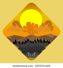one of the designs I made depicts a view of the mountains in the afternoon, it can be used for digital and print media