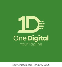 One Digital Logo Design Template: Merging Letter 1 and D Symbol. This modern alphabet-inspired logotype is perfect for Technology, Business, Organizations, Personal Branding, and more.