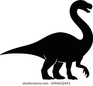 One Dinosaue Vector Silhouette Illustration