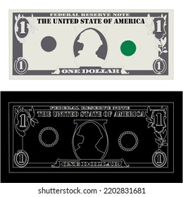 billete de un dólar. ilustración vectorial