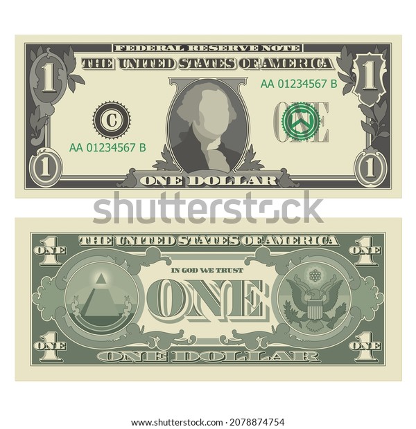 One Dollar Bill 1 Us Dollar Stock Vector (Royalty Free) 2078874754 ...
