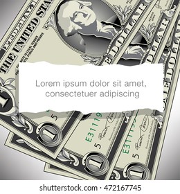 A one dollar bill design with white space for text  